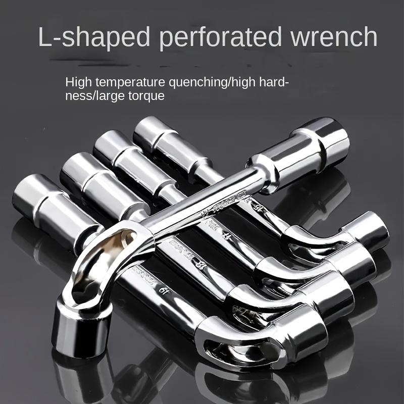 6pcs L-Shaped Perforated Socket Wrench Set for Car Repair - Hexagonal Socket Mechanic's Hand Tools with Iron Alloy Body