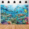 Underwater World Background Decor, Sea Background Banner, Seashell Decorations, Dolphins, Turtles, Underwater Photography Props36