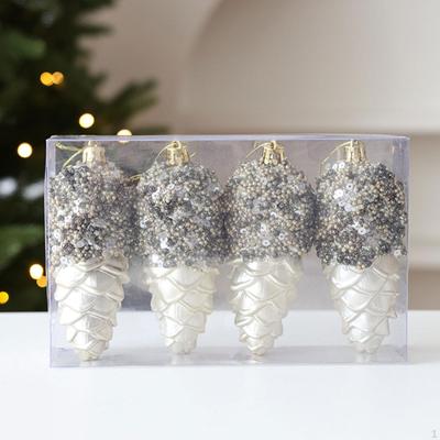 4 Stück Zapfen Ornament Weihnachtsbaum Hängedekoration Sammlerstück Dekorative Weihnachtsanhänger für Innen