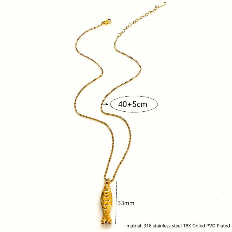 

Дизайн Нержавеющая сталь Золотое покрытие Подвеска в виде рыбки Колье-ключица для женщин Водонепроницаемые Ювелирные аксессуары для пляжной вечеринки