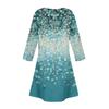 Women's Fashionable V-Neck Button Seven Part Cuff Pocket Floral Dress