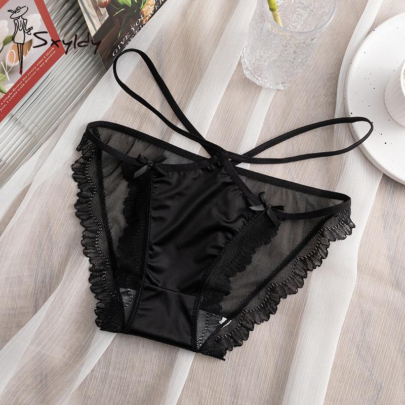 

Сексуальные кружевные трусики с низкой посадкой и вырезами без отметин, удобная промежность L/XL чёрный