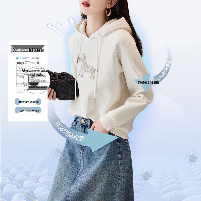 Demana Women s Loose Fit Embroidered Hooded Sweatshirt L