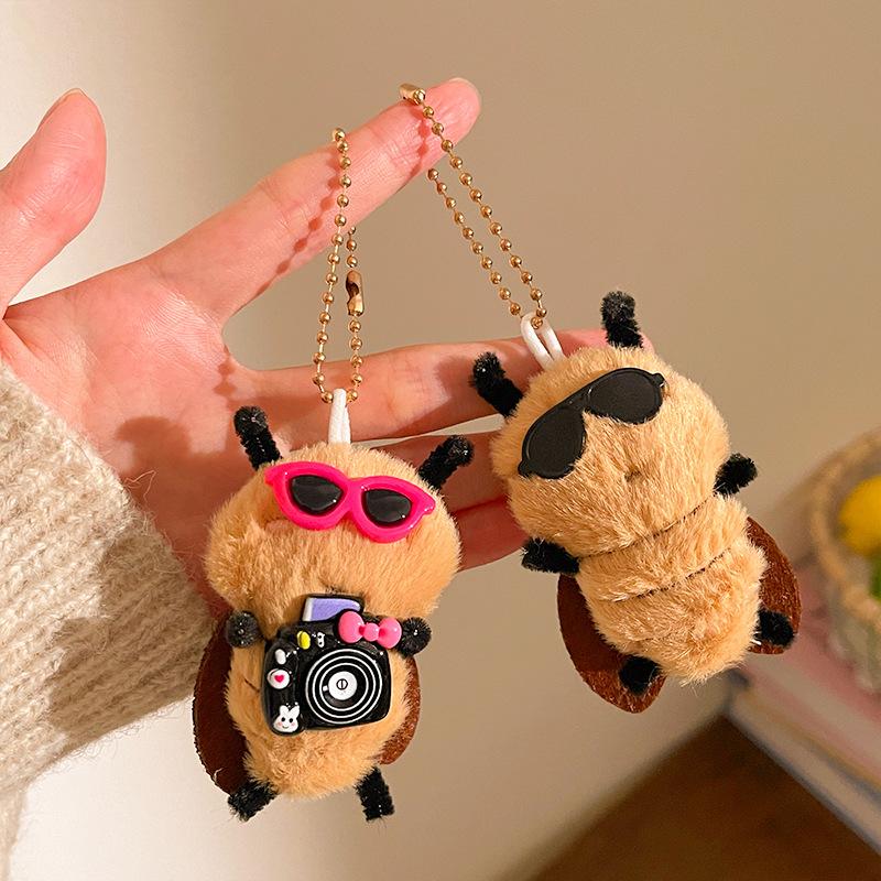 Cartoon Plush Cute Funny Cockroach Shape Doll Pendant Student Bag Decoration Student Fun Gift Accessories