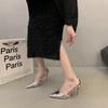 New Style High Heels Sandals Women Summer Punk Goth Pointed Toe Party Shoes Woman Metallic Thin Heeled Dress Pumps Ladies 2025