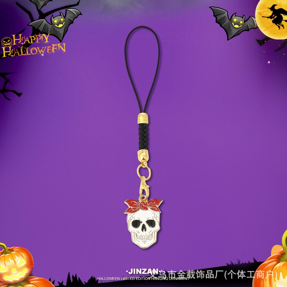 Halloween Skull & Ghost Pumpkin Keychain Ornament