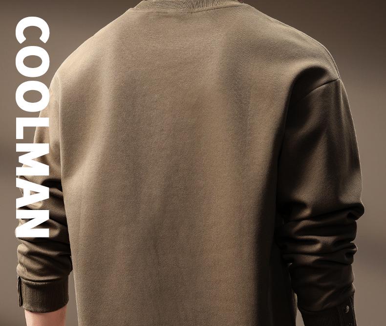 Luxury 300g Heavyweight Men's Henley Collar Pleated Hoodie - Autumn American Trend T-Shirt with Long Sleeves