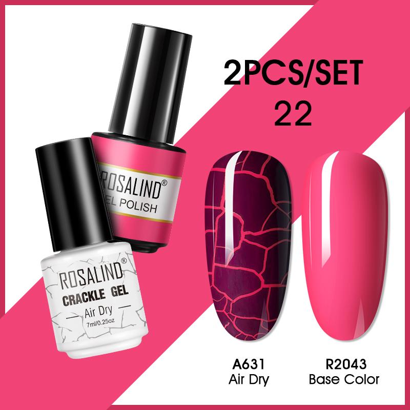 ROSALIND 7ml Nagelgel Nagellack Cracked Gel Semi-Permanent Esmalte Hybrid Lack UV Nagelkleber Nagellack Primer Matt 2er Set