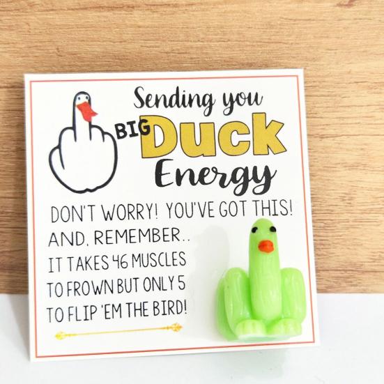 Middle Finger Duck Funny Duck Lucky Charm Gift with Encouraging Card Sending You Big Duck Energy Ornament Inspirational Gift for Friends Family