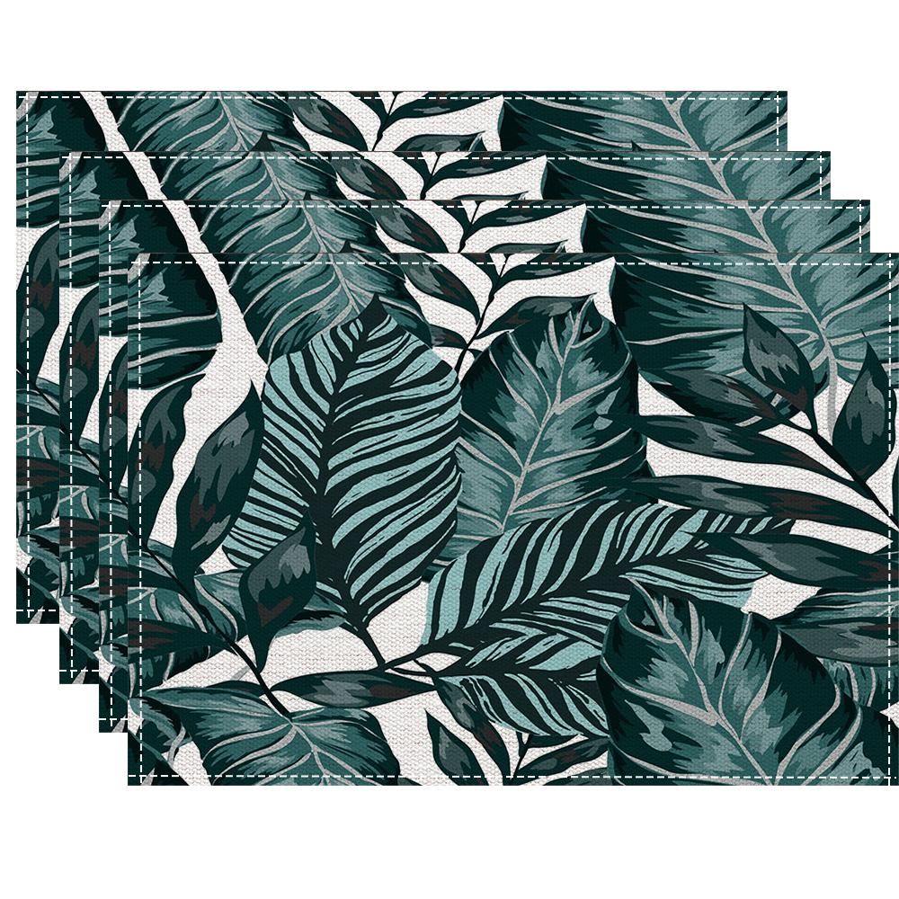 4/6/8pcs Tropical leaves Placemat Kitchen Dining Room Dining Table Anti-scalding Heat Insulation Mat