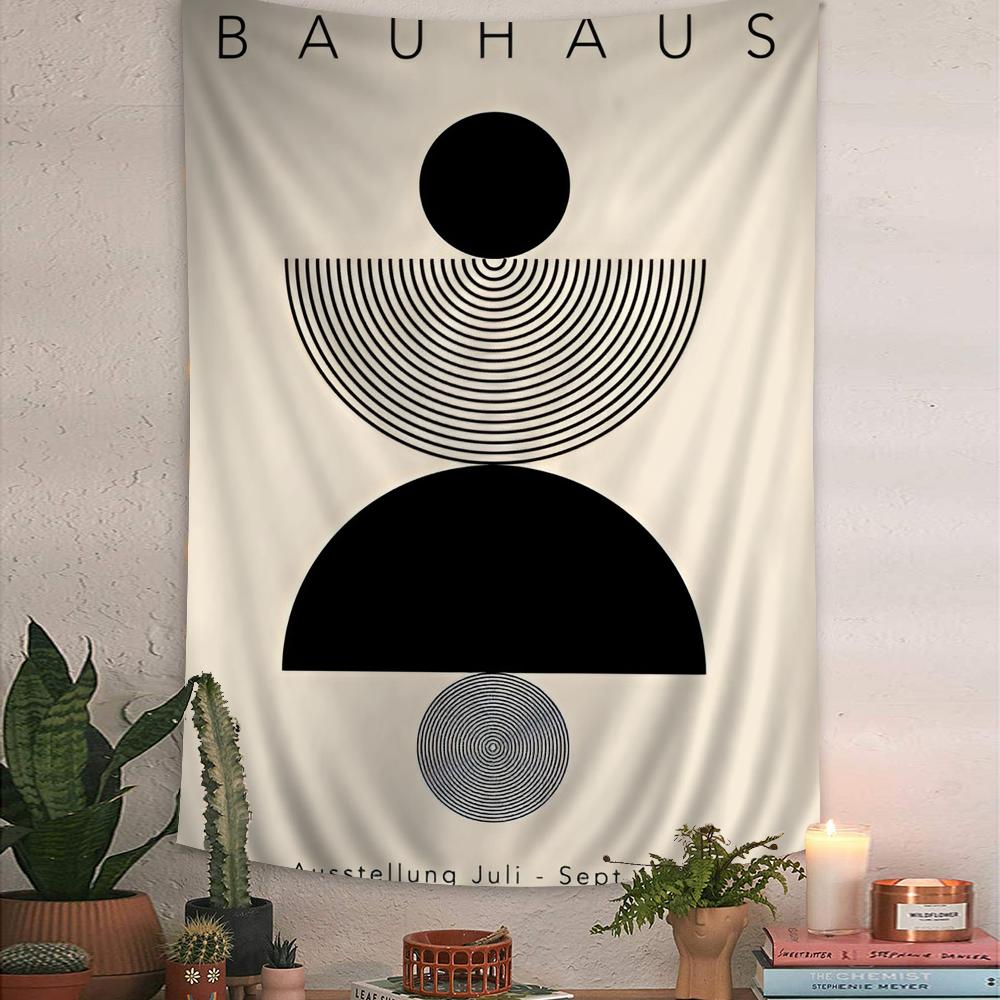 Black and White Minimalist Bauhaus Anime Tapestry Hippie Flower Wall Carpets Dorm Decor Wall Hanging Home Decor