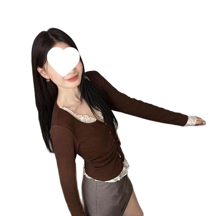 Autumn Japanese-Korean Style Casual Lace Patchwork Top
