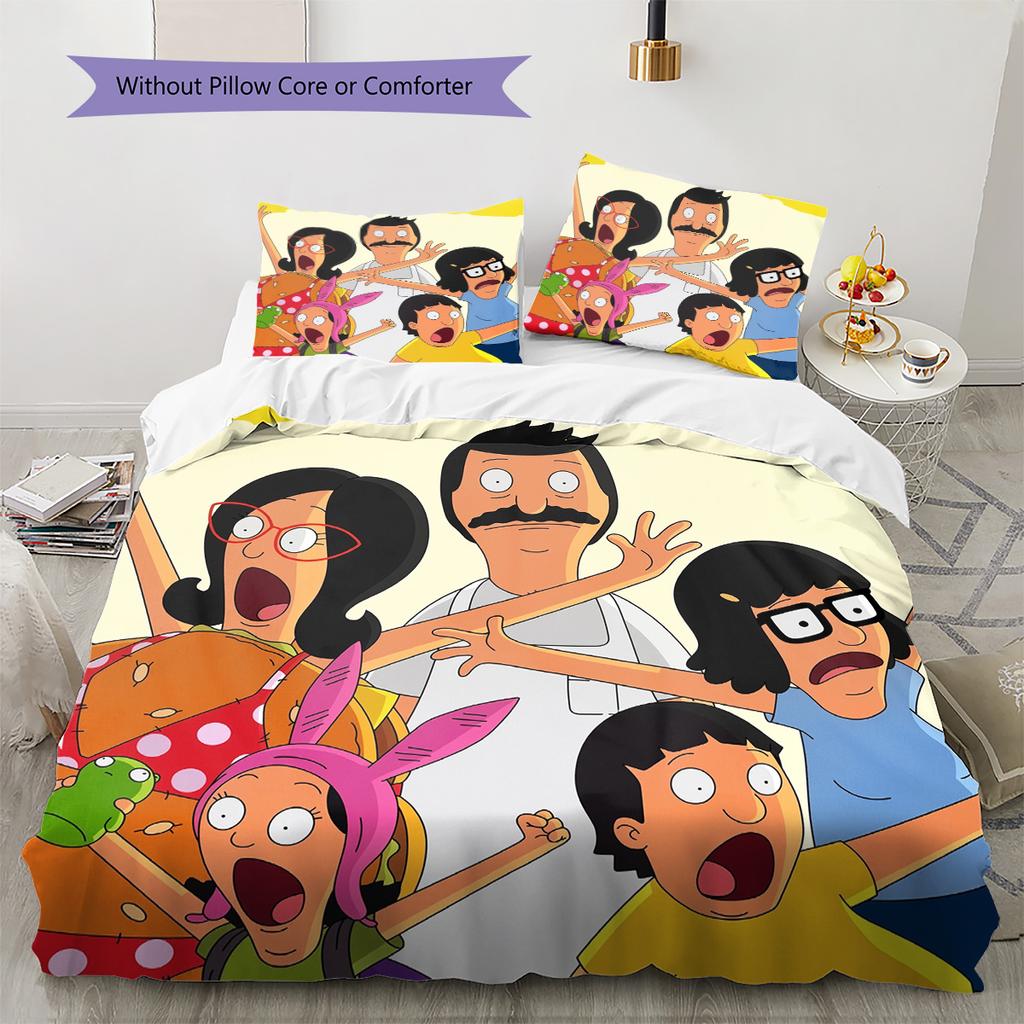 Bob's Burgers Pattern Bedding Quilt Set Home Decoration Gift (1 * Duvet Cover + 2 * Pillowcase Without Core)