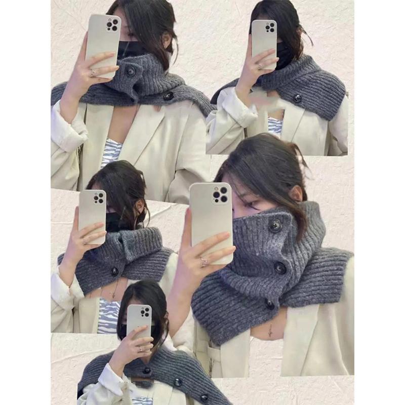 Warmer Winter-Strickhalsschal für Damen, modisches Design, gestreift, einfarbig, Wollgarn, magischer Ring, Schals, Kaschmir, Bufanda, Schalldämpfer