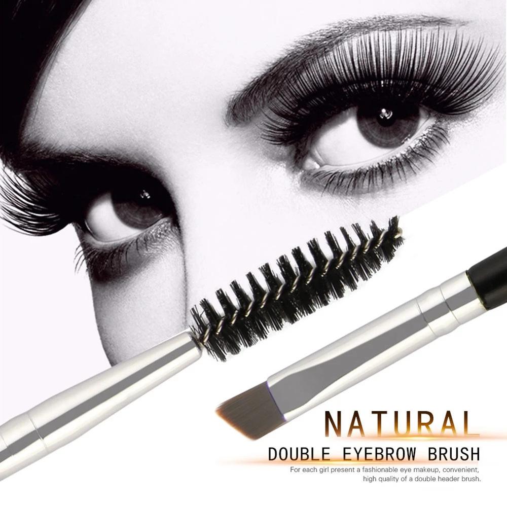 Double-Ended Eyebrow Brush Spiral Comb & Angled Brow Powder Brush Professional Makeup Tool