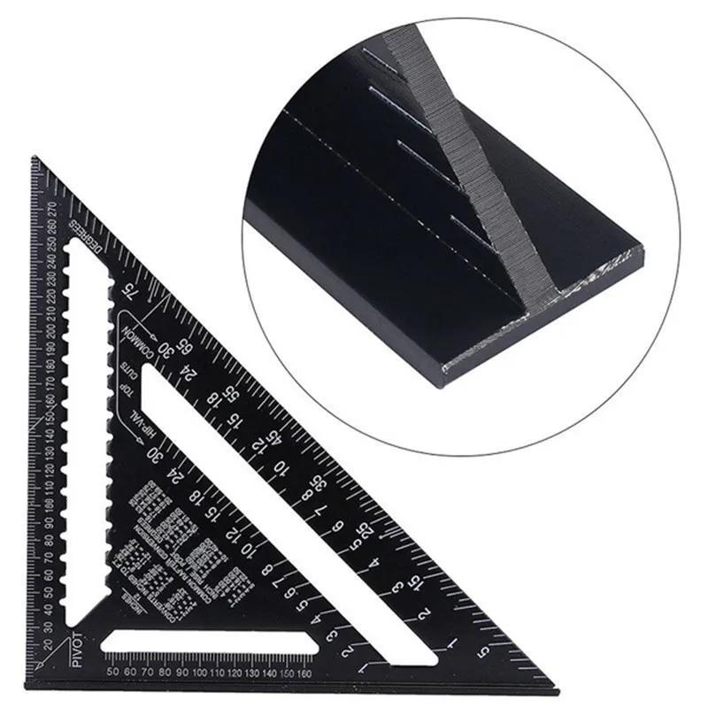 7/12inch Metric Aluminum Alloy Triangle Angle Ruler Protractor Woodworking Measurement Tool 30cm Quick Read Square Layout Gauge