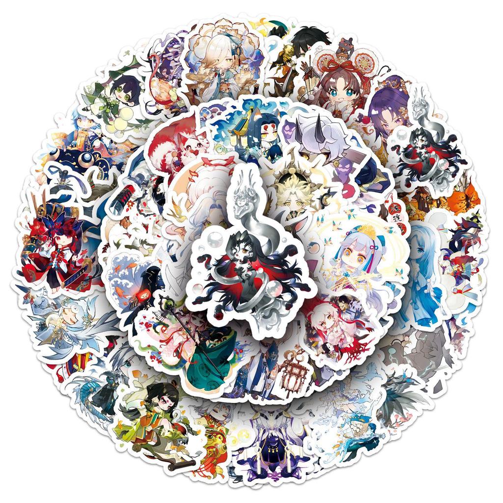 50 Q Version Onmyoji Stickers: Japanese Style Characters for Cute Graffiti, DIY Refrigerator & Tablet Decor