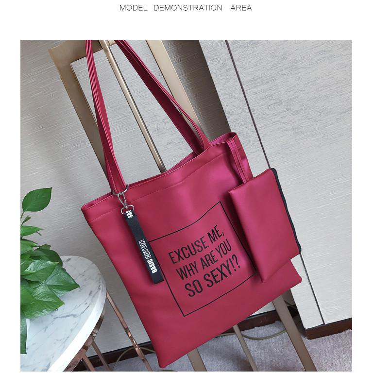 

Shoulder Minimalist Style Bag Letter Print Decoration Large Capacity Storage Bag