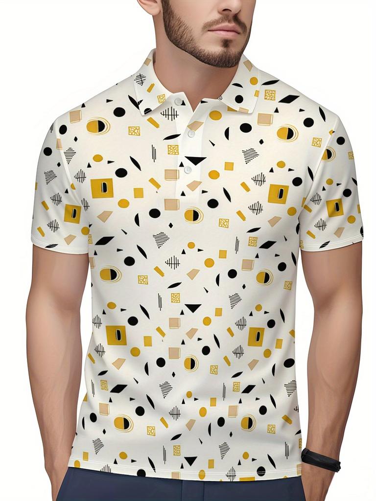 Herren-Kurzarm-Poloshirt mit flachem Digitaldruckmuster - Keine Textur