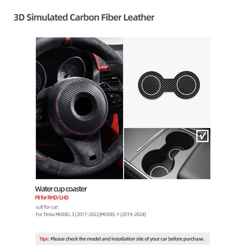 For Tesla 2018- Model 3 Highland Y Juniper Made of Alcantara Wireless Charge Panel Trim Sticker Cup Mat Car Interior Accessories