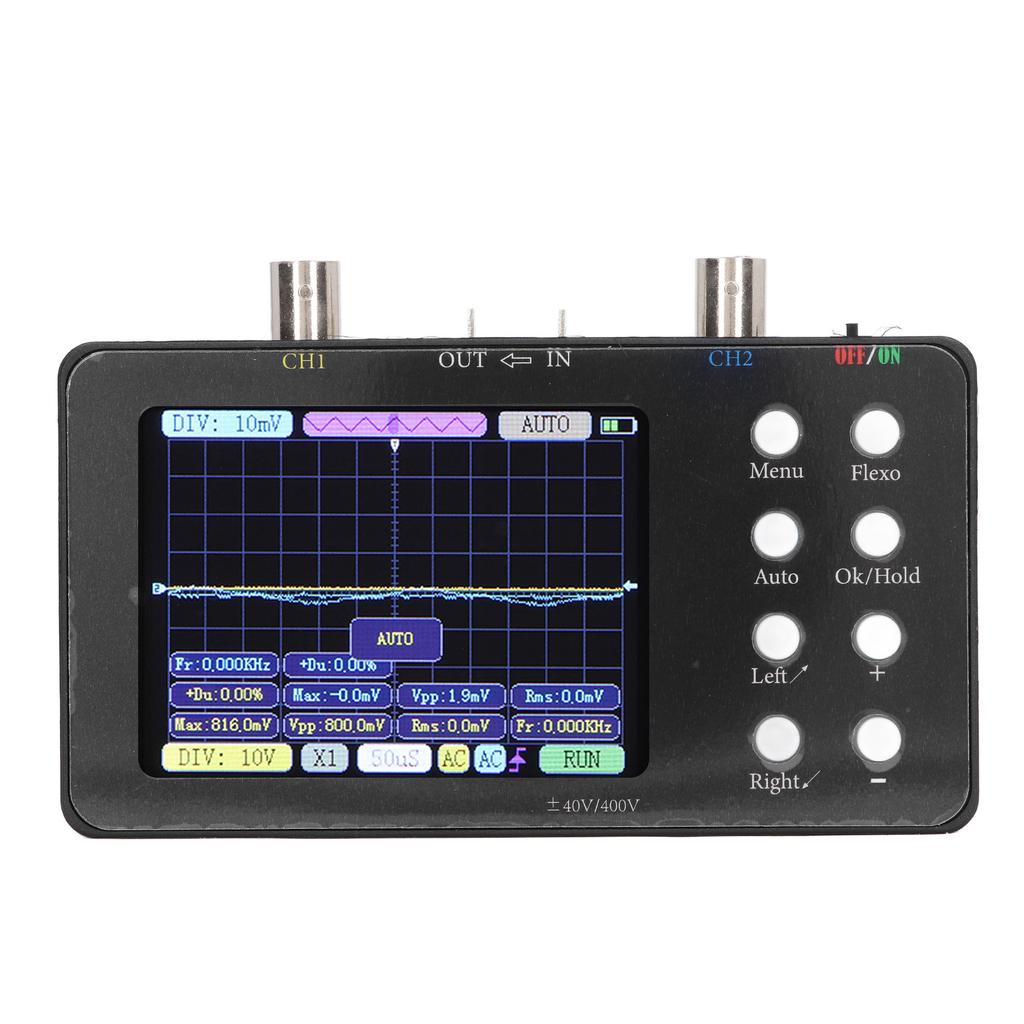 Digitales Oszilloskop 2 Kanäle Tragbarer Signalgenerator 2MHz Bandbreite 50M Abtastrate 3,2in LCD