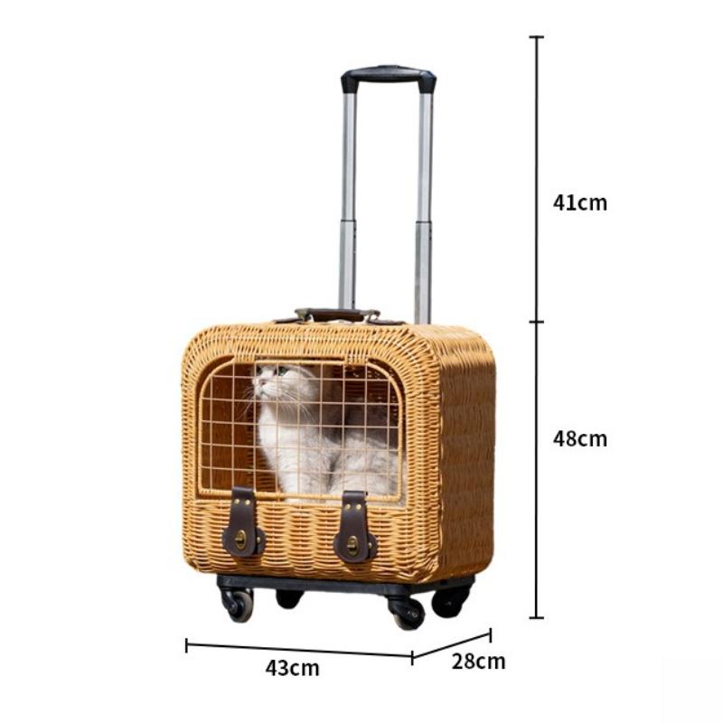 

Portable Cat Carrier Handmade Cat Bag Trolley Case Summer Breathable Travel Pet Cats Puppy Carrier Wheel Outdoor Pets Product