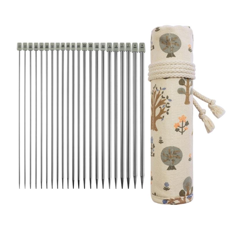 

22Pcs Stainless Steel Knitting Needle Set Single Pointed Head Knitting Needle Straight Knitting Needle for Crocheting