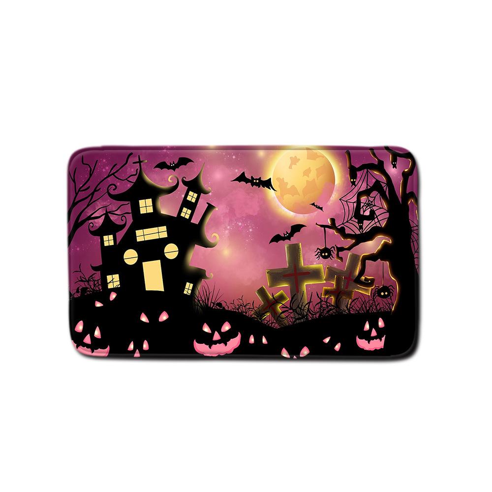 Halloween Shower Curtain Floor Mat Combination Four-Piece Set Bathroom Toilet Carpet Shower Room Foot Mat