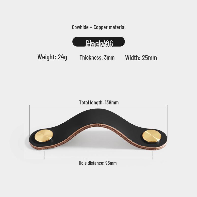 Cross-Border Brass and Leather Cabinet Pull Handle