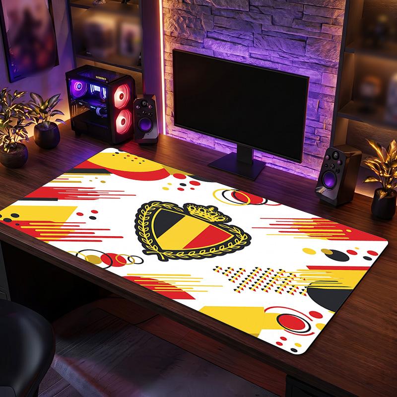 Belgium Football Crest Mouse Pad, Extended Non Slip Rubber Desk Mat for Gaming Office Laptop Fan Gift