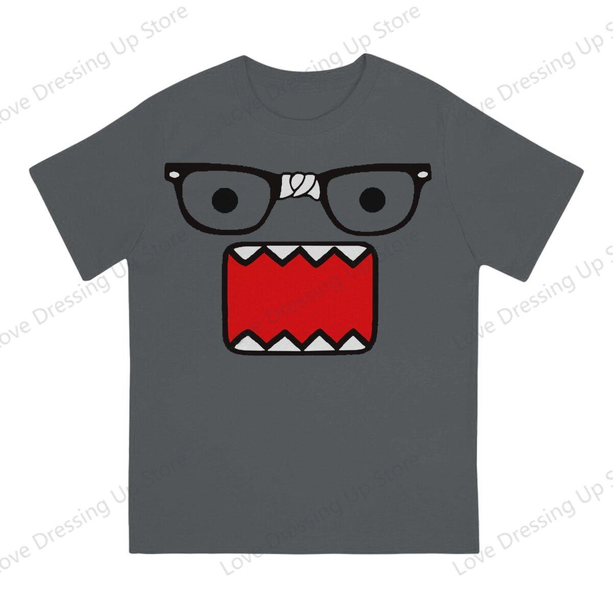Comfortable season Domo Kun Print Funny Short Sleeved T-shirt Men Women Versatile  Couple Tops M