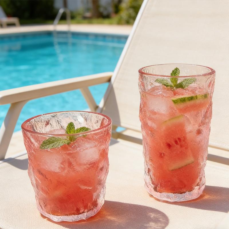 2pcs High Personality Glacier Patterned Creative Water Beer Cup Glacier Patterned Glass Cup Home Juice Beverage Cold Drink Mugs