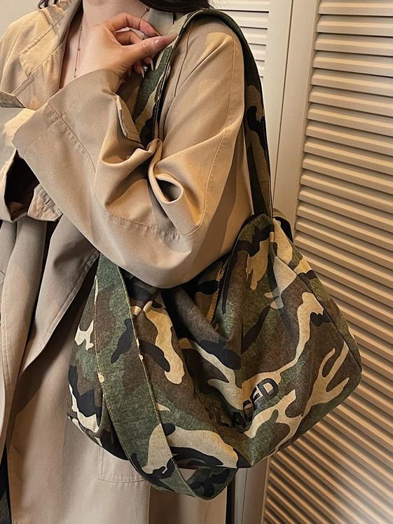 Borsa Boston in Tela Camouflage 2025: Grande Capacità Pendolare & Casual Stile Cuscino a Tracolla
