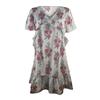 Fashion Women V-neck Printed Short Sleeve Dress Fresh Girly Style Dress