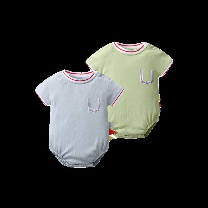Baby Romper Summer Outfit New Style Unisex Short-Sleeve Korean Style Triangle Romper Dinosaur One-Piece Crawling Suit