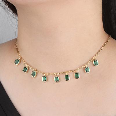 Jewelry Necklace Stained Glass Stone Necklace Sparkling Color Zirconium Clavicle Necklace