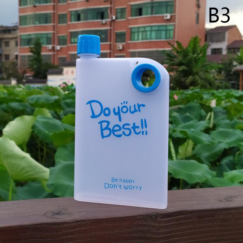 380ml Průhledná plochá láhev na vodu Cestovní Cyklistická Pítko na džus Opakovaně použitelná Přenosná Plastová láhev Bez BPA Sportovní láhev