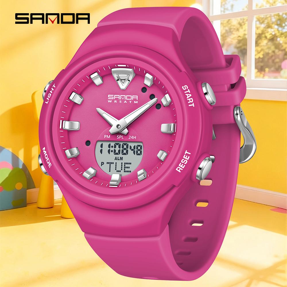 SANDA SD6371 Double Display Sports Watches Men Luminous Multifunction Waterproof Women Wristwatch