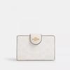 Coach Medium Corner Zip Wallet In Signature Canvas Gold White Chalk
