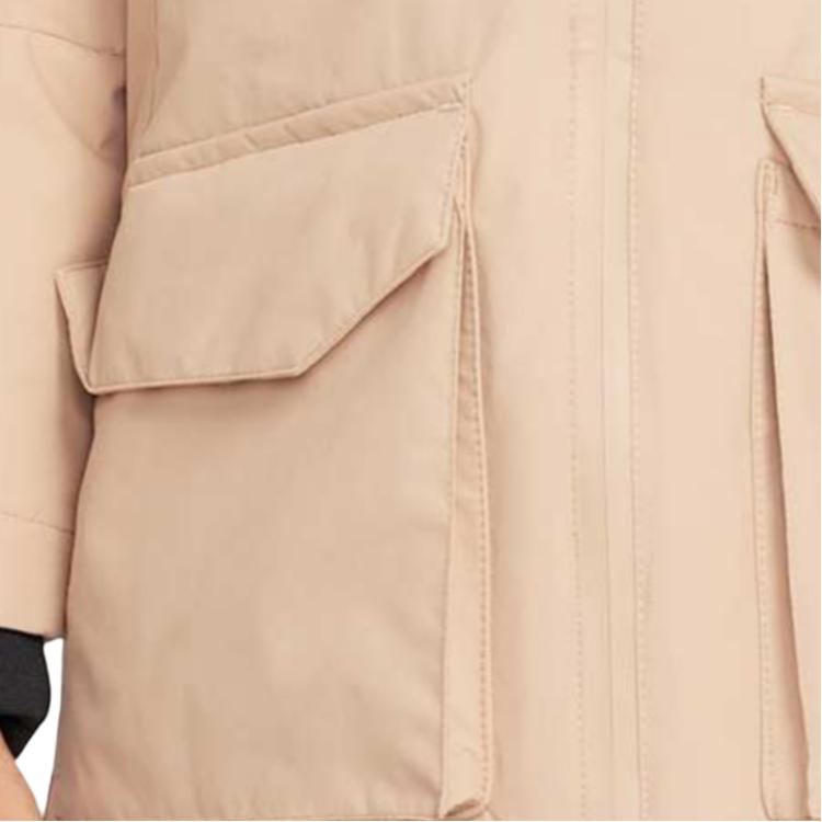 Nike Comfortable Color Block Hooded Duck Down Mid-Length Jacket Kids outerwear Khaki HV7185-200