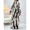 Fashion Stand Collar Long Sleeve Print Casual Jumpsuits Women Bodysuits Elegant Slim Fit Loose Woman Jumpsuit Simple High Waist Ladies Rompers 25907