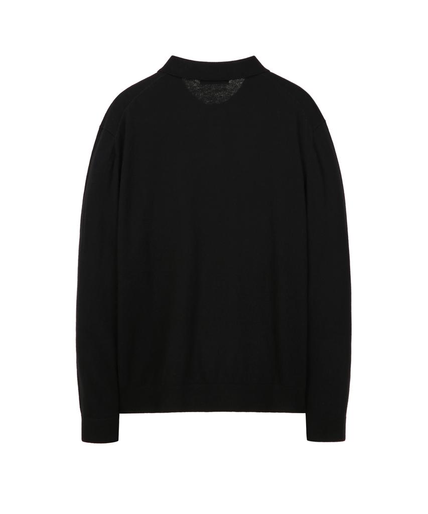 Il Corso Wool Blend Cozy Polo Knit Black Iesw5F505Bk