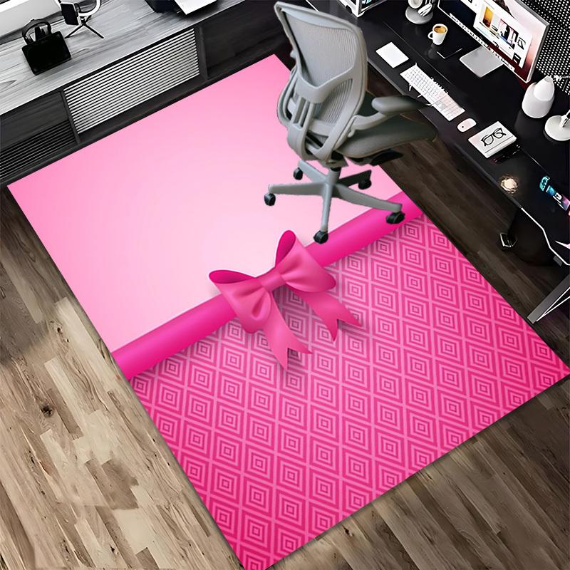 bow ribbon Crystal Velvet chair mat Area Rug - Non-Slip, Floor Mat, Office Desk Chair Rugs, Bedroom Decor.Christmas Gift-1106131