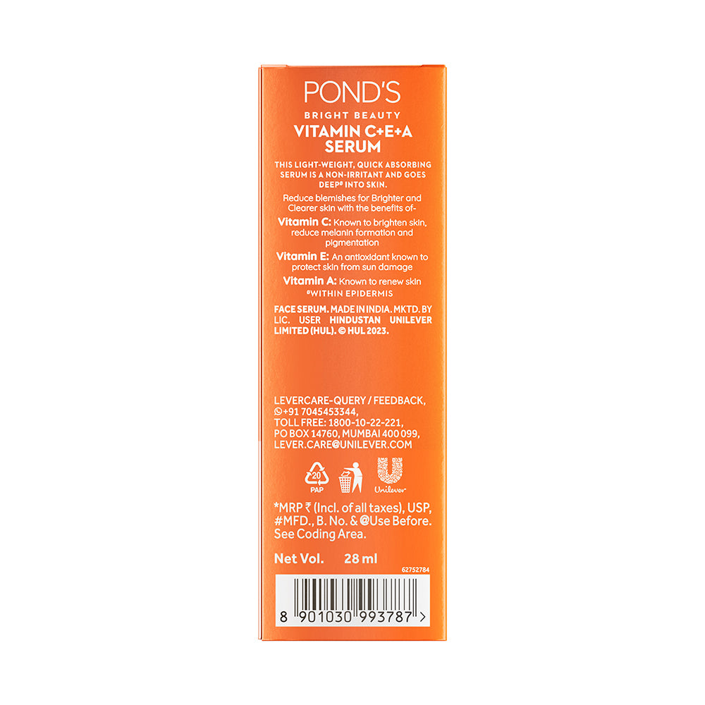 POND'S Bright Beauty 12% Vitamin C E A Serum 28ml For Acne Marks Pigmentation Blemish Removal Clear Glowing Skin Fast Absorbing
