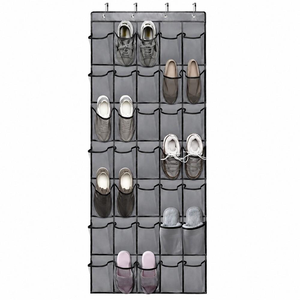 Breathable Over The Door Shoe Organizer Mesh Pockets Hanging Shoe Rack  Door Behind