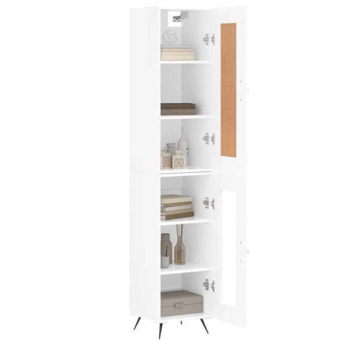 VidaXL Buffet haut Blanc brillant 34,5x34x180 cm Bois d'ingénierie 3200363