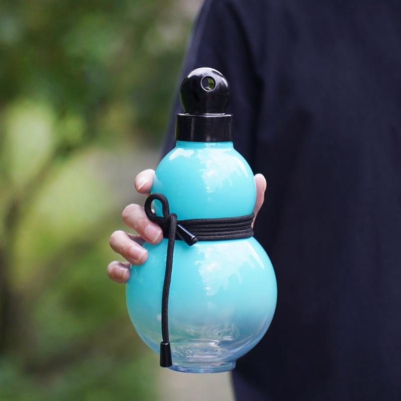 Gourd Shape Water Cup Large Capacity Water Bottle, Gourd Water Bottle with Shoulder Strap, Outdoor Hiking Water Bottle