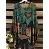 Damen T-Shirts Regenbogen gestreift Herzmuster Rundhals-Tees Vintage Asymmetrischer Saum Rundhals-Oberteile Vielseitige Lockere Damenbekleidung