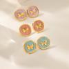 Vintage Macaron Drip Butterfly Stud Earrings Women's Niche Temperament Stainless Steel K Gold Plated Earrings