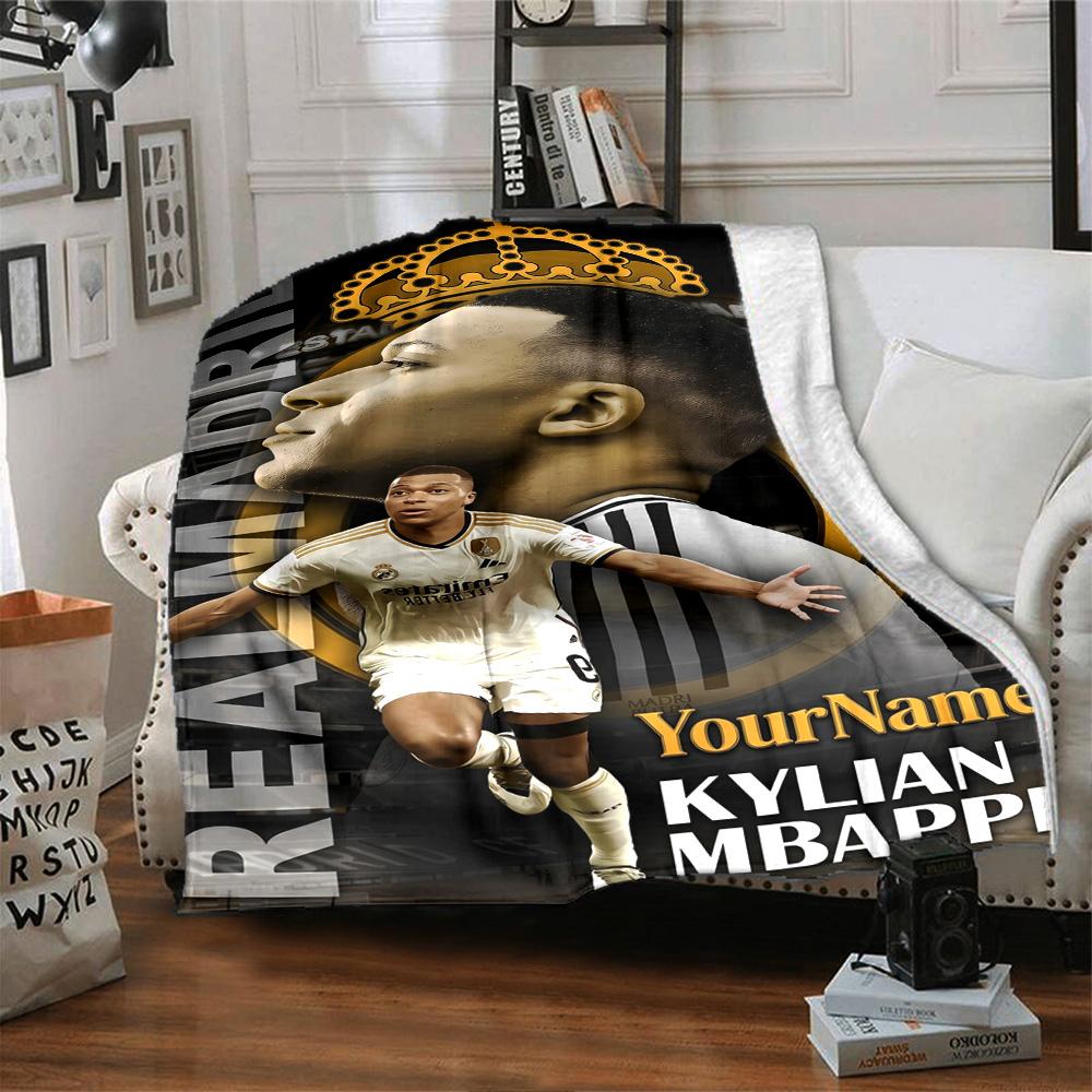 Mbappe Personalized Text Blanket Lightweight Personalized Blanket Warmthful Decor Great for Couch Livingroom Bedding Living Room